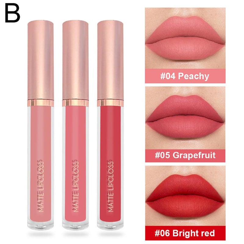Lip gloss, lip stain, lip mud, 3-pack, velvet matte lipstick, non-fading, non-transferable, wholesale.